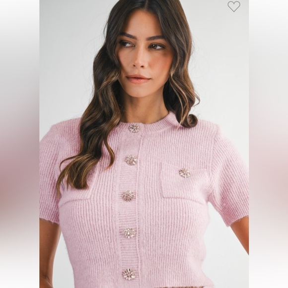 BOUTIQUE Pink Knit and Jeweled Button Skirt Set - Picture 4 of 4